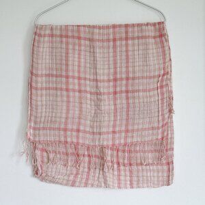 MUJI cotton scarf, Gingham pattern, Pink Green Beige